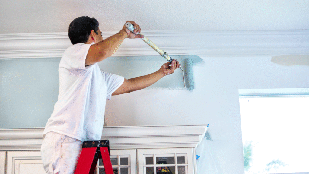 Professional apartment house painting service with smooth wall finish